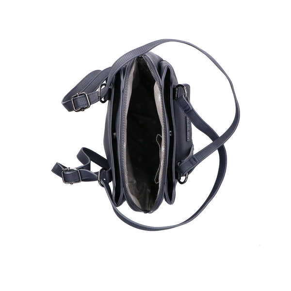 Rieker H1036-14 Ocean Navy & Black backpack with dual zip compartments, adjustable straps, and spacious interior.