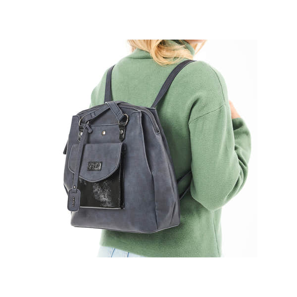 Rieker H1036-14 Ocean Navy & Black backpack, stylish and durable with multiple compartments and adjustable straps.