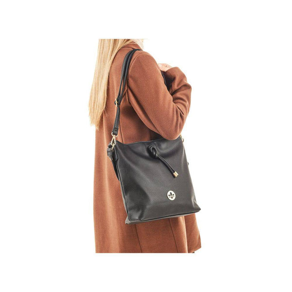 Rieker H1514-01 Ladies Black Handbag With Cross Over Black Strap-elevate your sole