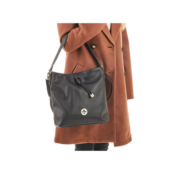 Rieker H1514-01 Ladies Black Handbag With Cross Over Black Strap-elevate your sole