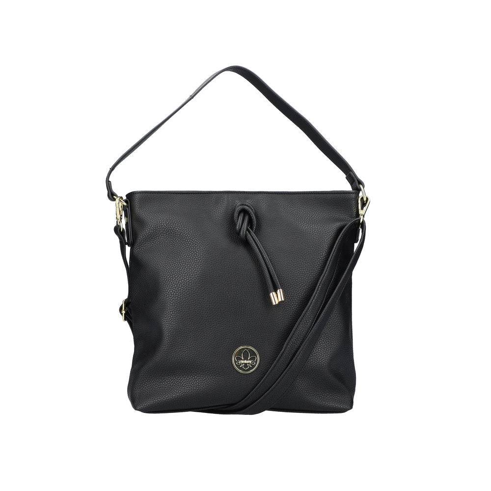 Rieker H1514-01 Ladies Black Handbag With Cross Over Black Strap-elevate your sole