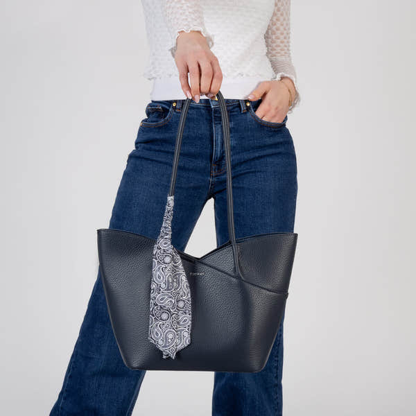 Rieker H1559-15 Navy Shopper Bag with Matching Pouch, lifestyle view 4 of 8.