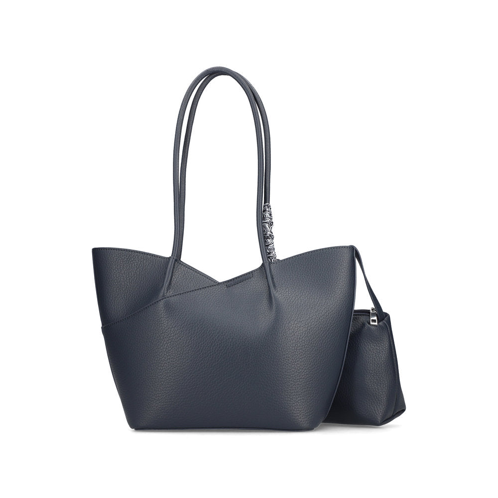 Rieker H1559-15 Navy Shopper Bag with Matching Pouch, outer side view.