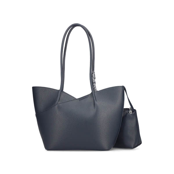 Rieker H1559-15 Navy Shopper Bag with Matching Pouch, outer side view.