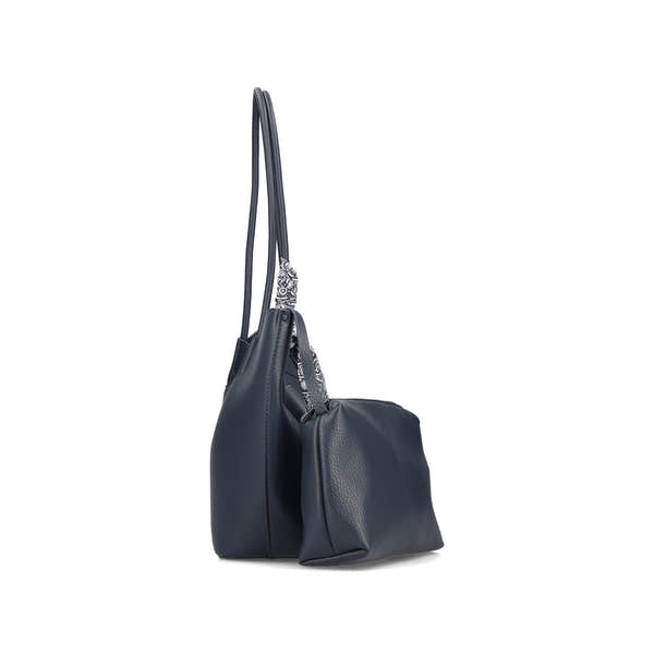 Rieker H1559-15 Navy Shopper Bag with Matching Pouch, rear three-quarter view.