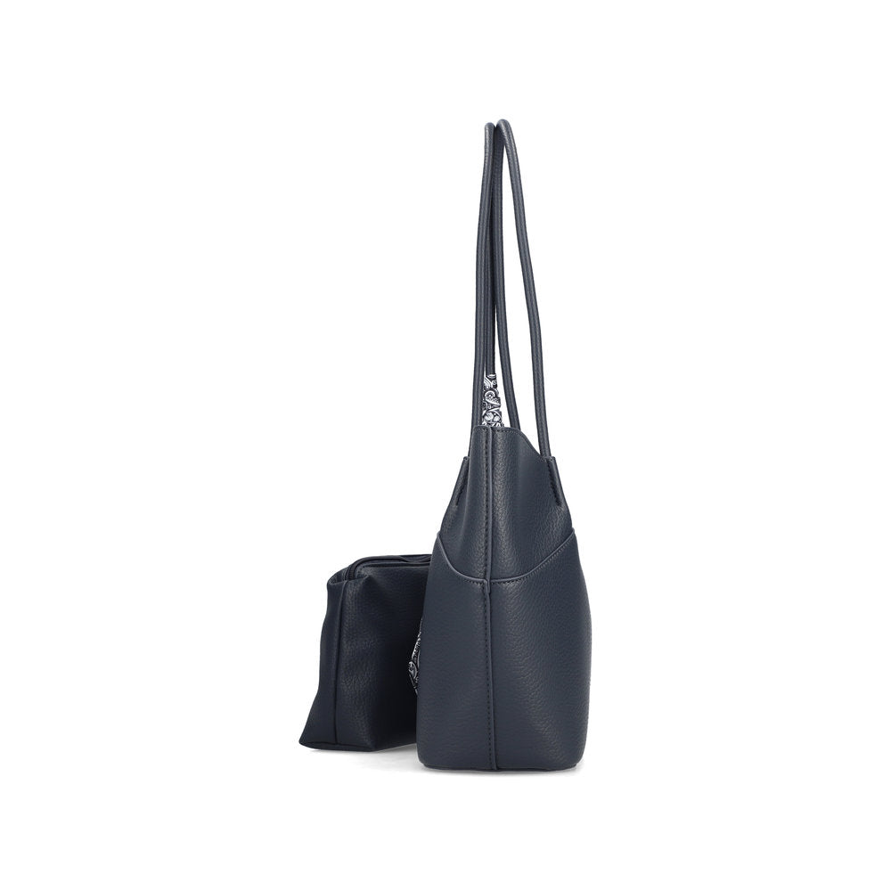 Rieker H1559-15 Navy Shopper Bag with Matching Pouch, top view.