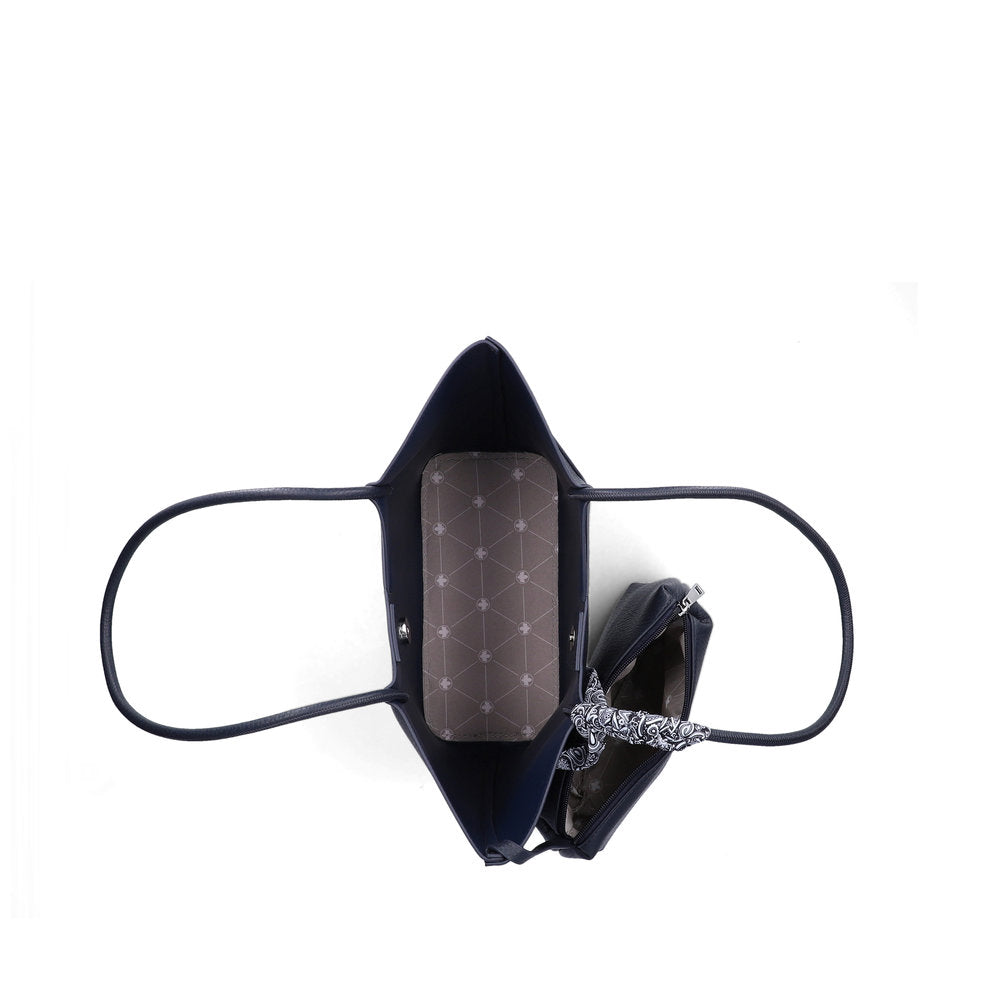 Rieker H1559-15 Navy Shopper Bag with Matching Pouch, inner side view.