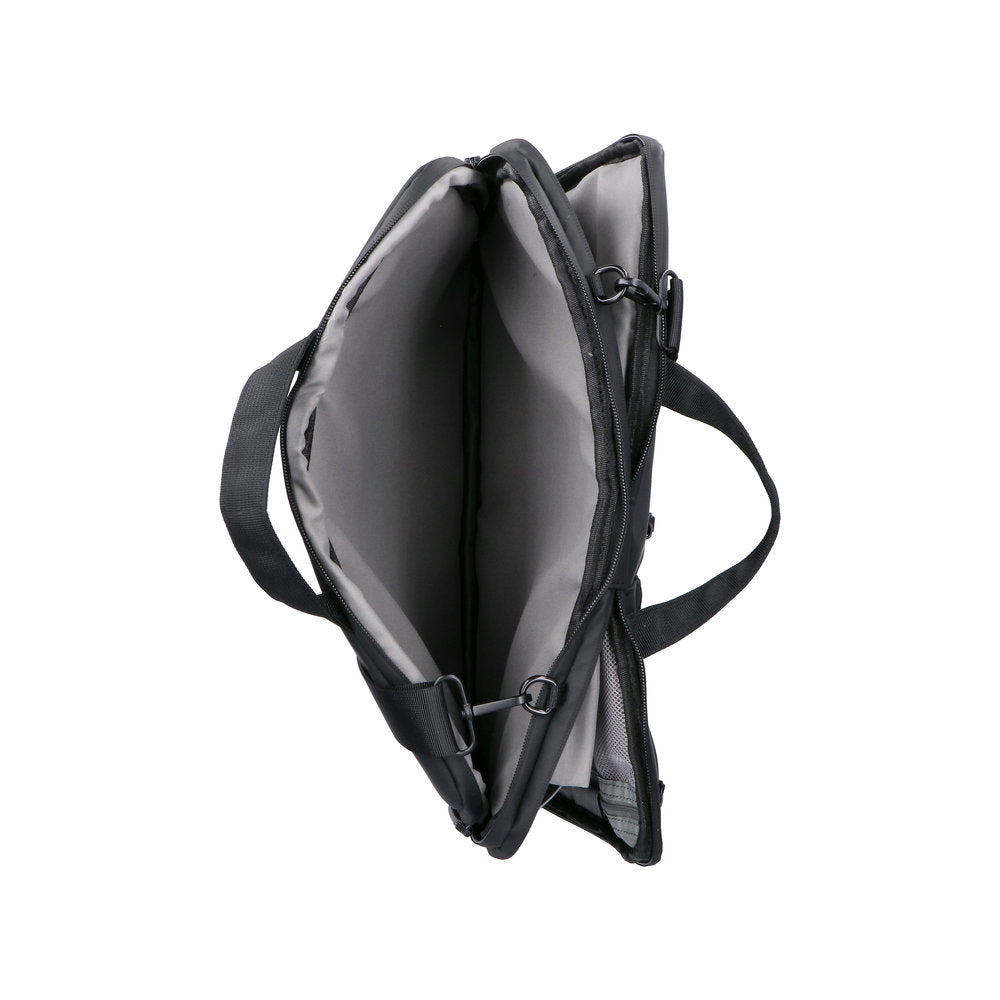 Rieker H5000-00 Black Business Bag with dual compartments, adjustable strap, and padded interior for electronics and documents.