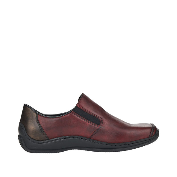 Rieker L1759-30 Ladies Dark Red Leather Slip On Shoes-elevate your sole
