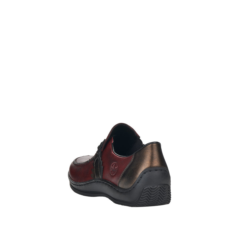 Rieker L1759-30 Ladies Dark Red Leather Slip On Shoes-elevate your sole