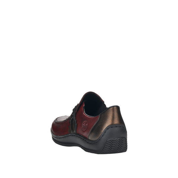 Rieker L1759-30 Ladies Dark Red Leather Slip On Shoes-elevate your sole