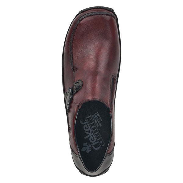 Rieker L1759-30 Ladies Dark Red Leather Slip On Shoes-elevate your sole