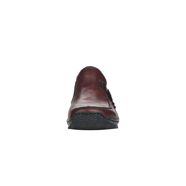 Rieker L1759-30 Ladies Dark Red Leather Slip On Shoes-elevate your sole