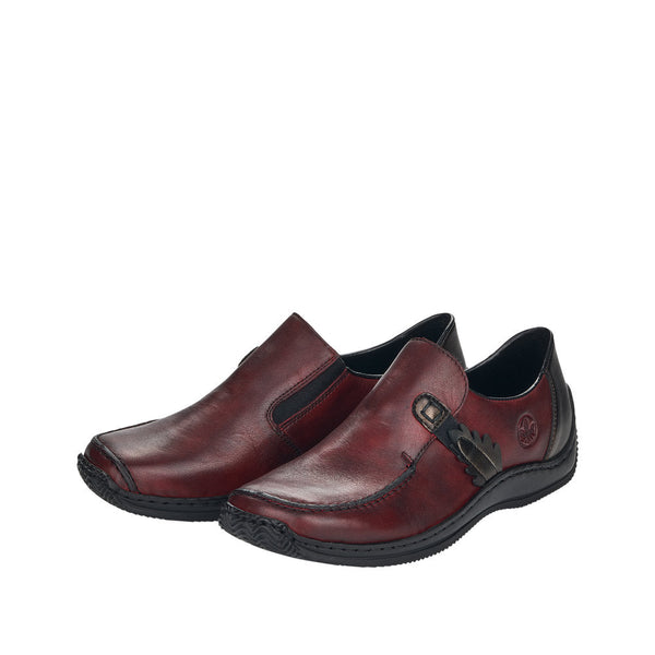 Rieker L1759-30 Ladies Dark Red Leather Slip On Shoes-elevate your sole