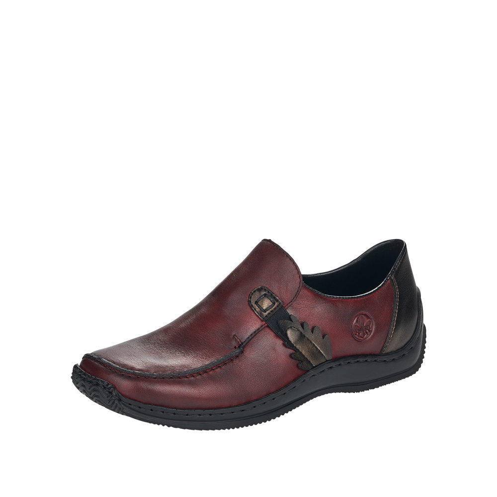 Rieker L1759-30 Ladies Dark Red Leather Slip On Shoes-elevate your sole