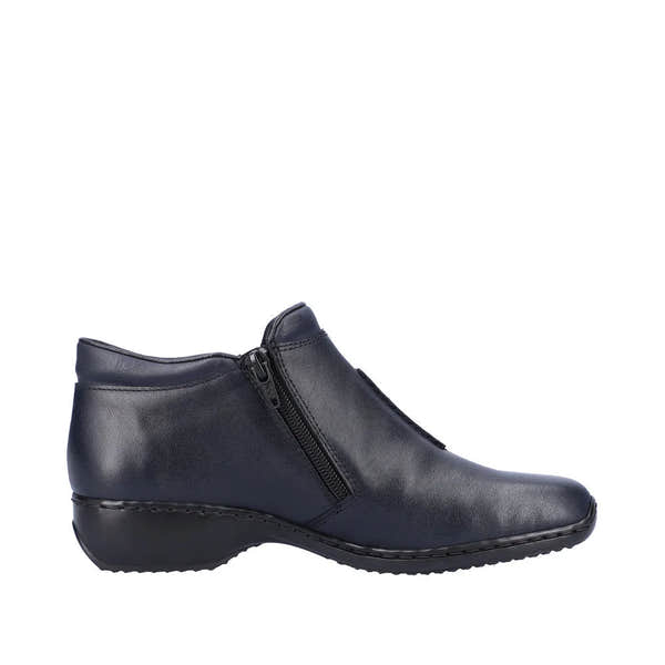 Rieker L3882-15 Ladies Navy Blue Leather Twin Zip Ankle Boots-elevate your sole
