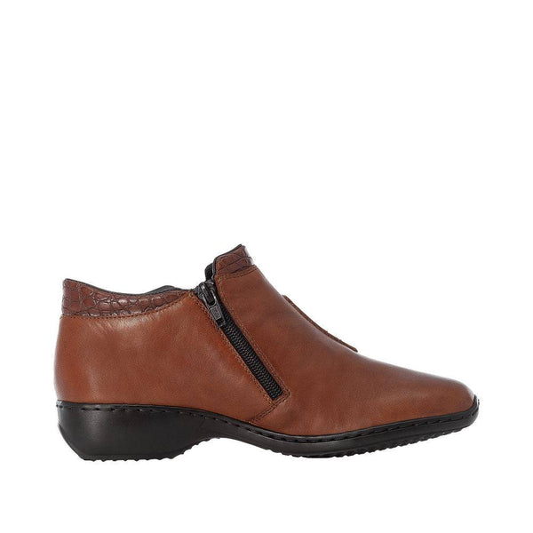 Rieker L3882-24 Ladies Brown Leather Twin Zip Ankle Boots-elevate your sole