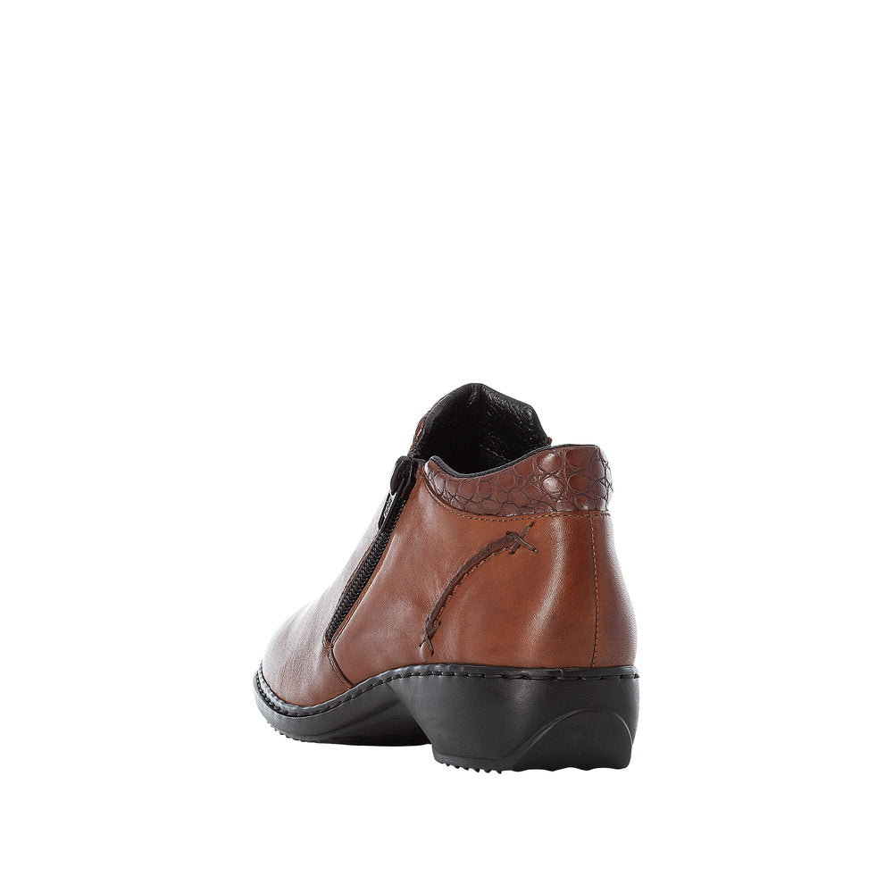 Rieker L3882-24 Ladies Brown Leather Twin Zip Ankle Boots-elevate your sole