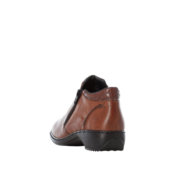 Rieker L3882-24 Ladies Brown Leather Twin Zip Ankle Boots-elevate your sole
