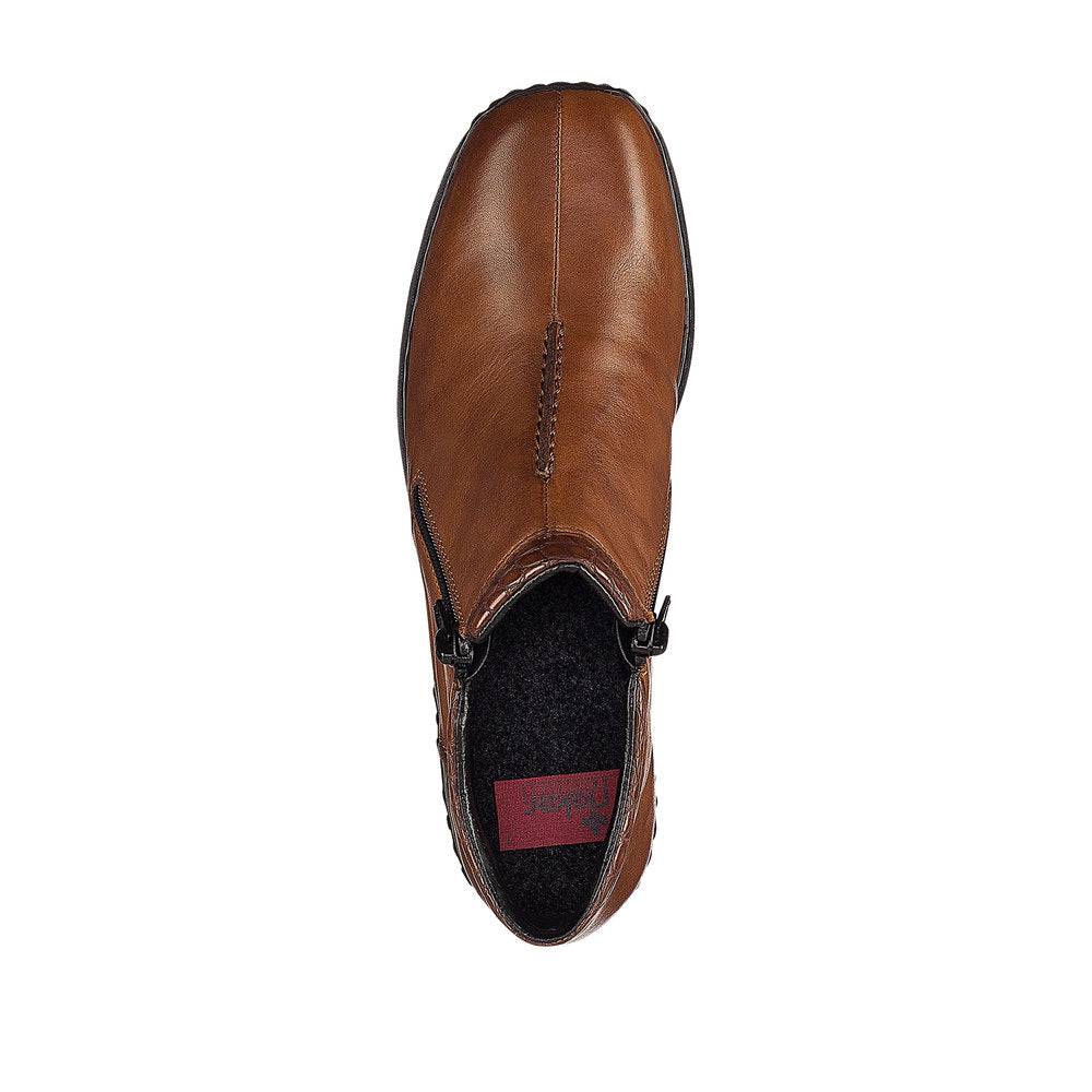 Rieker L3882-24 Ladies Brown Leather Twin Zip Ankle Boots-elevate your sole