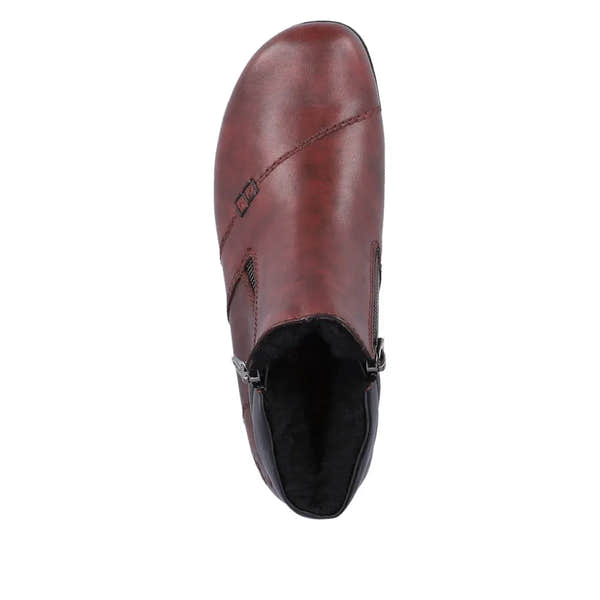 Rieker L4655-35 Ladies Wide Red Leather Water Resistant Side Zip Ankle Boots-elevate your sole