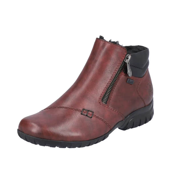 Dameslaarzen Wide Fit Enkellaarzen for Dames Comfortabele Casual Side Rits Lederen Booties Antislip Waterdichte Schoenen (Color : Wine, Size : 36 EU