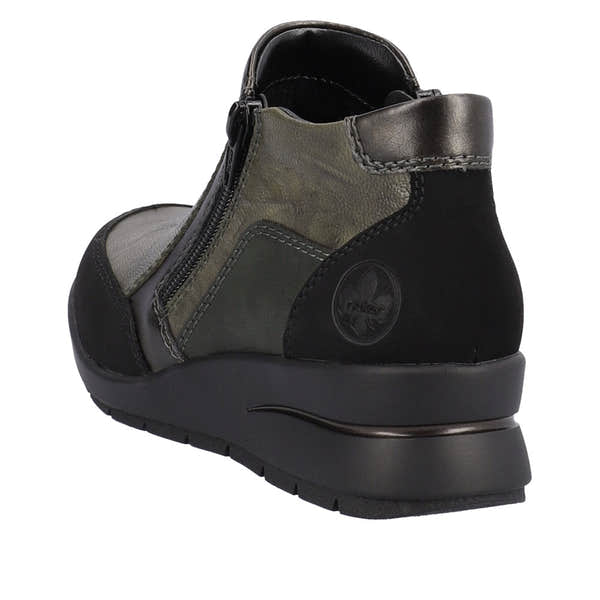 Rieker L4851-52 Ladies Green Combi Leather Twin Zip Ankle Boots-elevate your sole