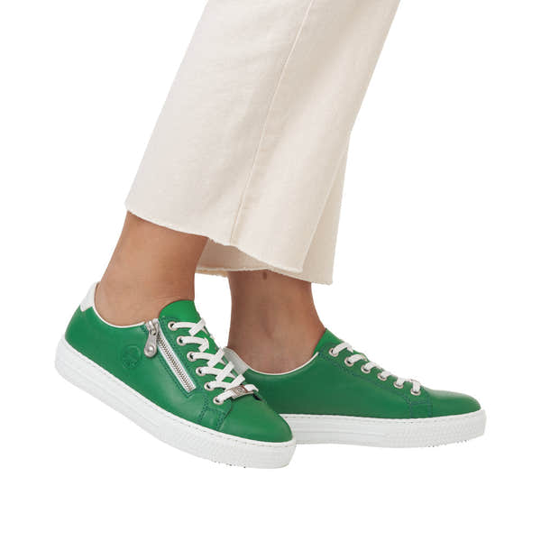 Rieker L59L1-52 Enya Ladies Green Leather Zip & Lace Shoes-elevate your sole
