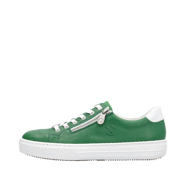 Rieker L59L1-52 Enya Ladies Green Leather Zip & Lace Shoes-elevate your sole