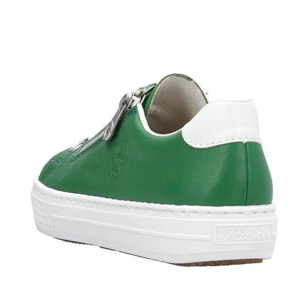 Rieker L59L1-52 Enya Ladies Green Leather Zip & Lace Shoes-elevate your sole