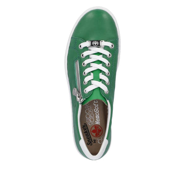 Rieker L59L1-52 Enya Ladies Green Leather Zip & Lace Shoes-elevate your sole