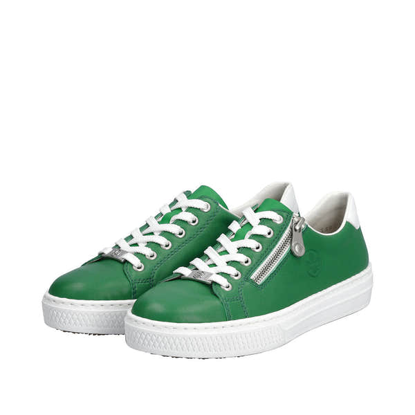 Rieker L59L1-52 Enya Ladies Green Leather Zip & Lace Shoes-elevate your sole