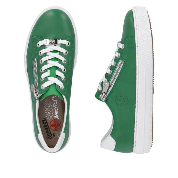 Rieker L59L1-52 Enya Ladies Green Leather Zip & Lace Shoes-elevate your sole