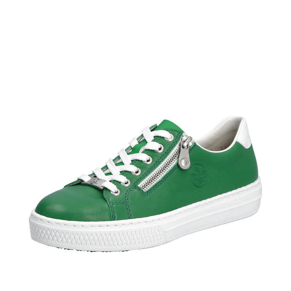 Rieker L59L1-52 Enya Ladies Green Leather Zip & Lace Shoes-elevate your sole