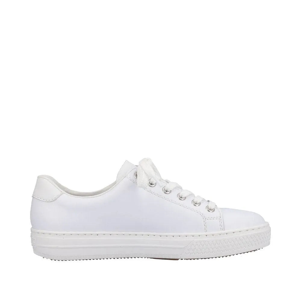 Rieker L59L1-83 Ladies White Leather Lace & Zip Up Sneakers-elevate your sole