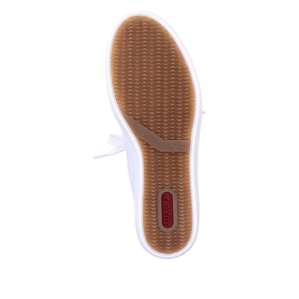 Rieker L59L1-83 Ladies White Leather Lace & Zip Up Sneakers-elevate your sole
