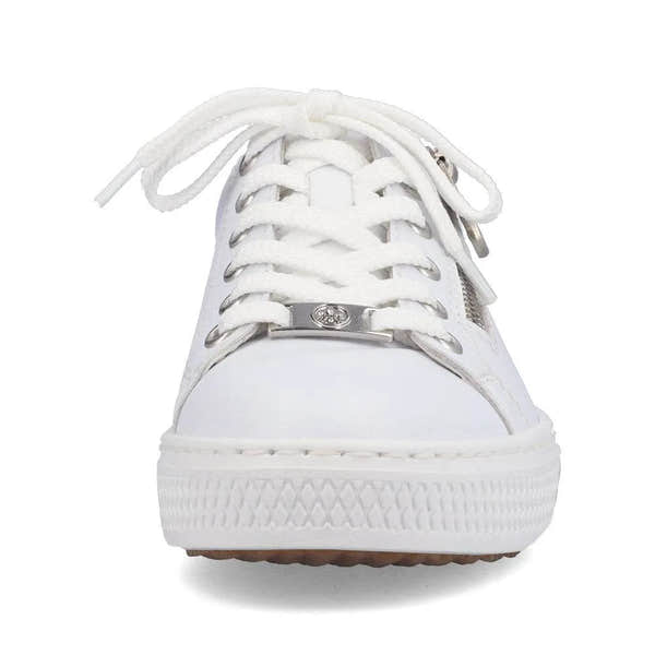 Rieker L59L1-83 Ladies White Leather Lace & Zip Up Sneakers-elevate your sole
