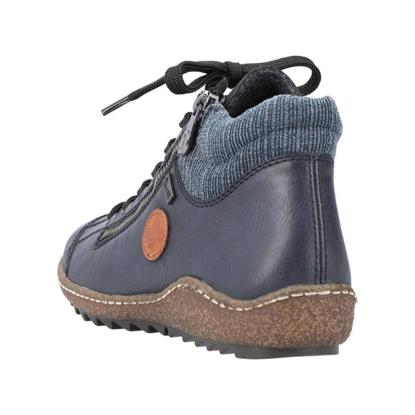 Rieker L7514-14 Ladies Navy Blue Water Resistant Zip & Lace Ankle Boots-elevate your sole