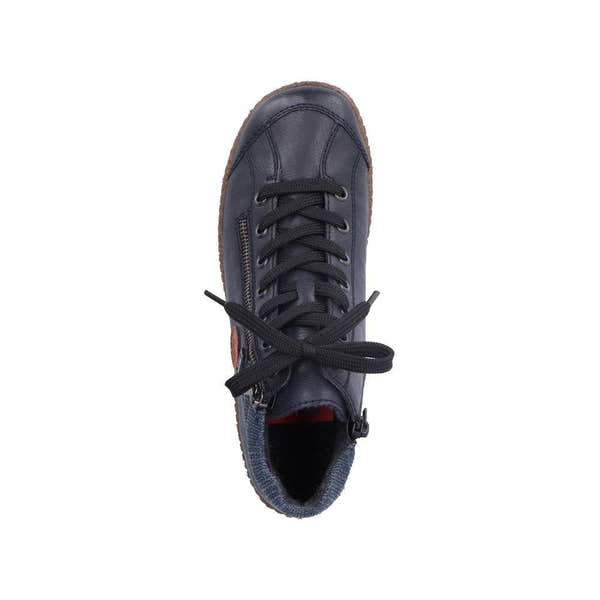 Rieker L7514-14 women's navy blue water resistant zip & lace ankle boots, additional product view 4.