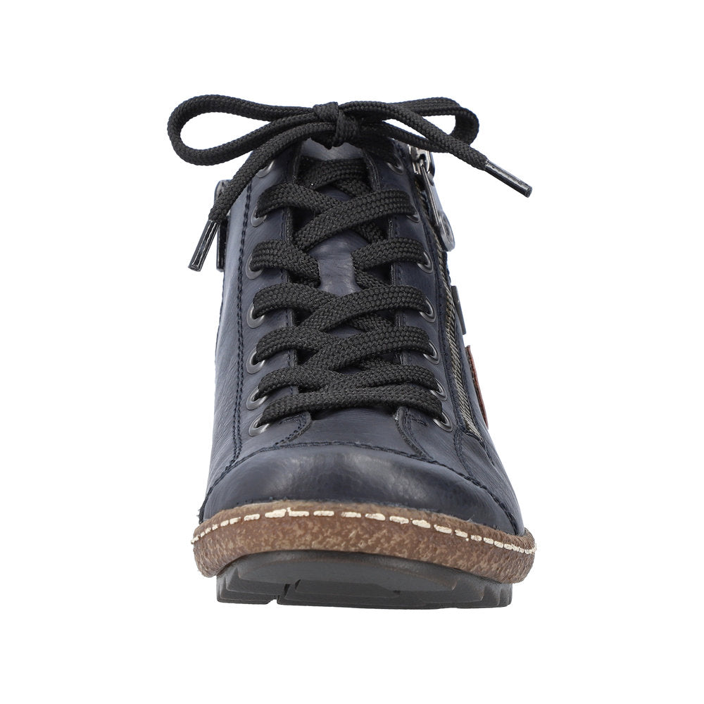 Rieker L7514-14 Ladies Navy Blue Water Resistant Zip & Lace Ankle Boots-elevate your sole