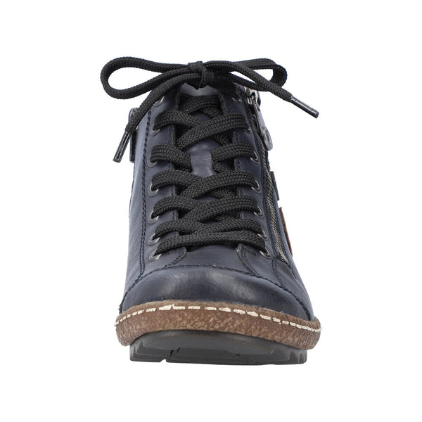 Rieker L7514-14 Ladies Navy Blue Water Resistant Zip & Lace Ankle Boots-elevate your sole