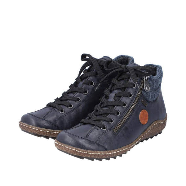 Rieker L7514-14 women's navy blue water resistant zip & lace ankle boots, additional product view 8.