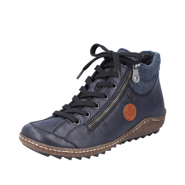Rieker L7514-14 women's navy blue water resistant zip & lace ankle boots, additional product view 1.
