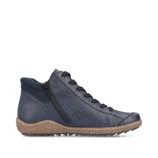 Rieker L7514-15 Ladies Navy Water Resistant Zip & Lace Ankle Boots