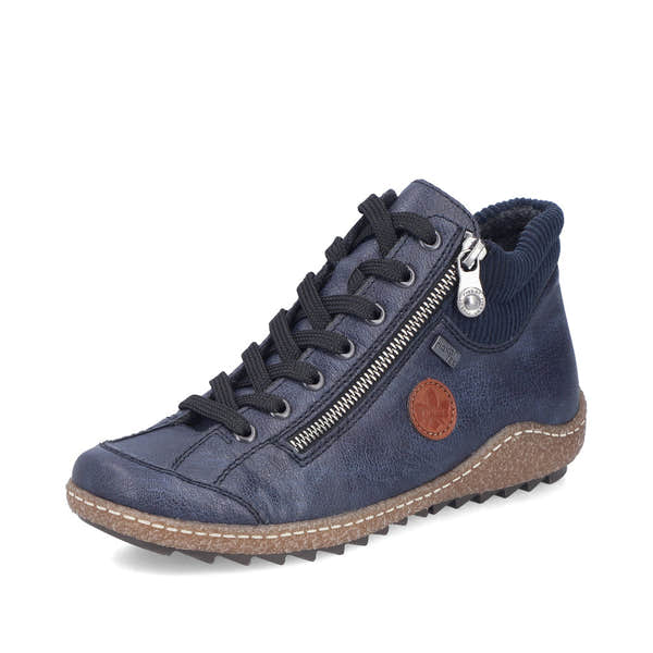 Rieker L7514-15 Ladies Navy Water Resistant Zip & Lace Ankle Boots