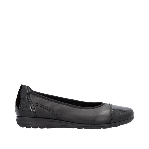 Rieker L9351-00 Ladies Black Leather Slip On Shoes-elevate your sole