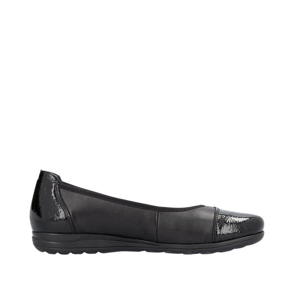 Rieker L9351-00 Ladies Black Leather Slip On Shoes-elevate your sole