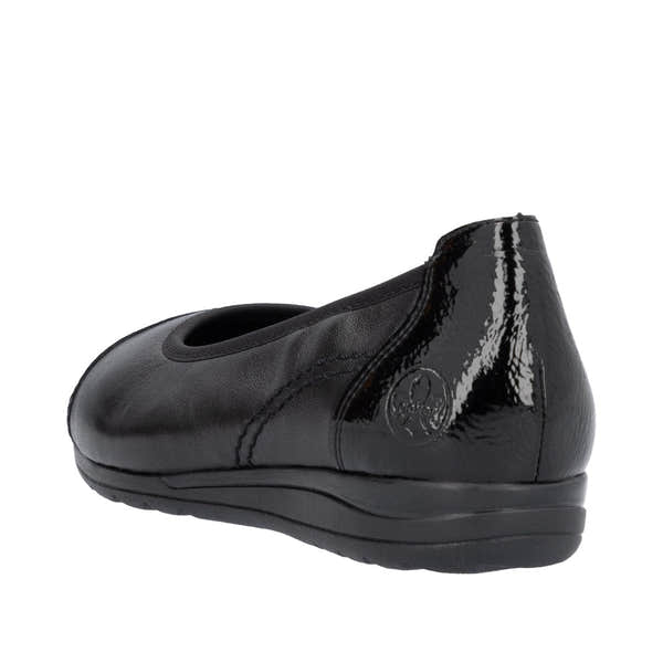 Rieker L9351-00 Ladies Black Leather Slip On Shoes-elevate your sole