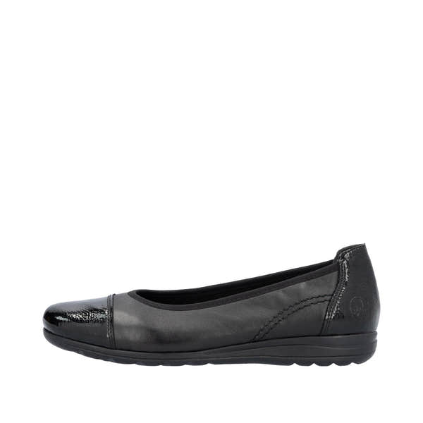 Rieker L9351-00 Ladies Black Leather Slip On Shoes-elevate your sole