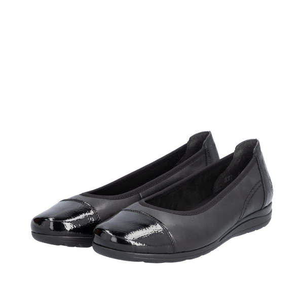 Rieker L9351-00 Ladies Black Leather Slip On Shoes-elevate your sole